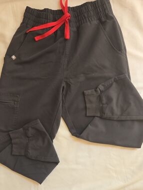 Figs Men's Black Joggers with Red Drawstring
